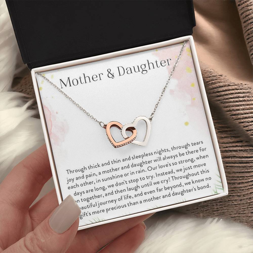 Mother Daughter Interlocking Hearts Necklace