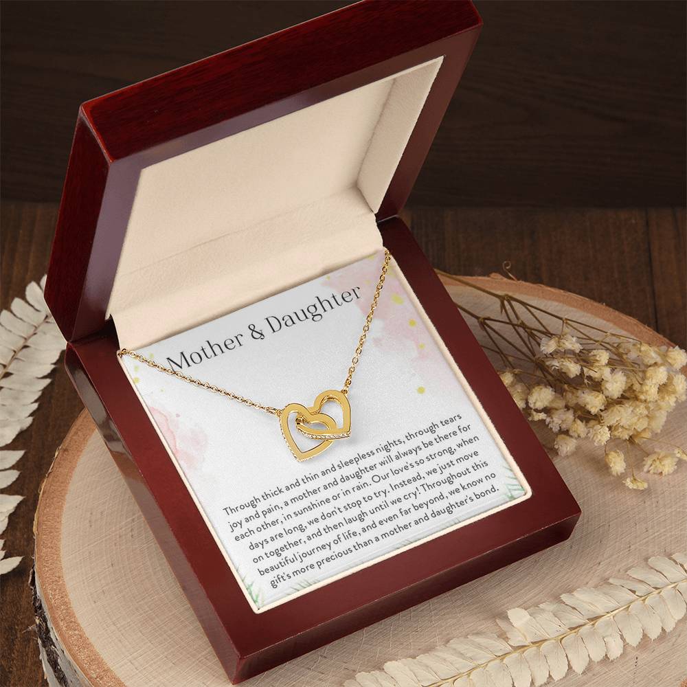 Mother Daughter Interlocking Hearts Necklace