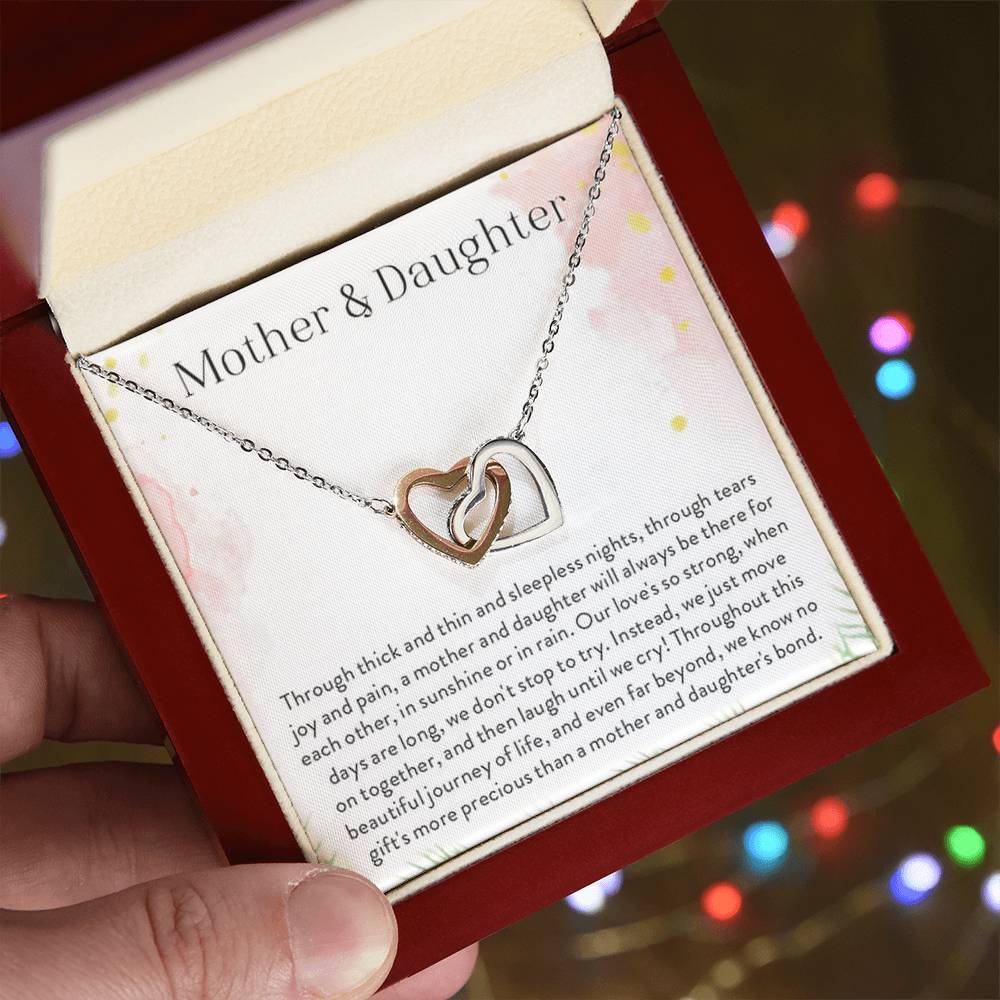 Mother Daughter Interlocking Hearts Necklace