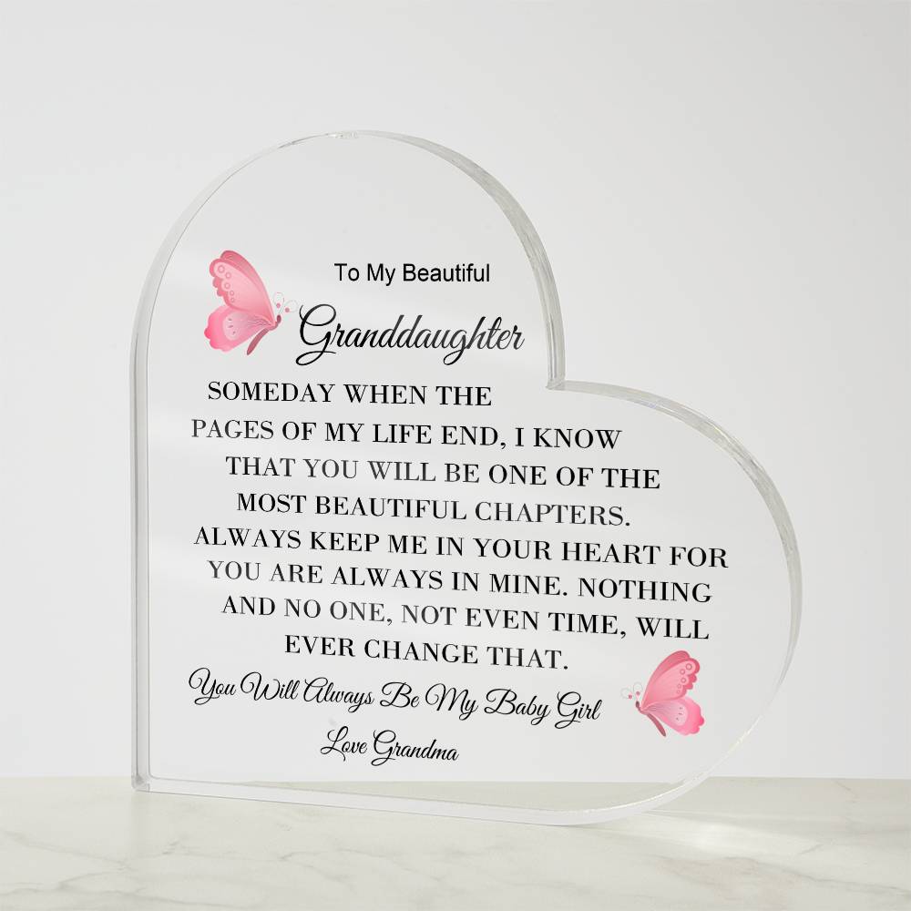 Grandma Granddaughter Acrylic Heart Plaque