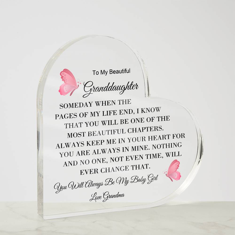 Grandma Granddaughter Acrylic Heart Plaque