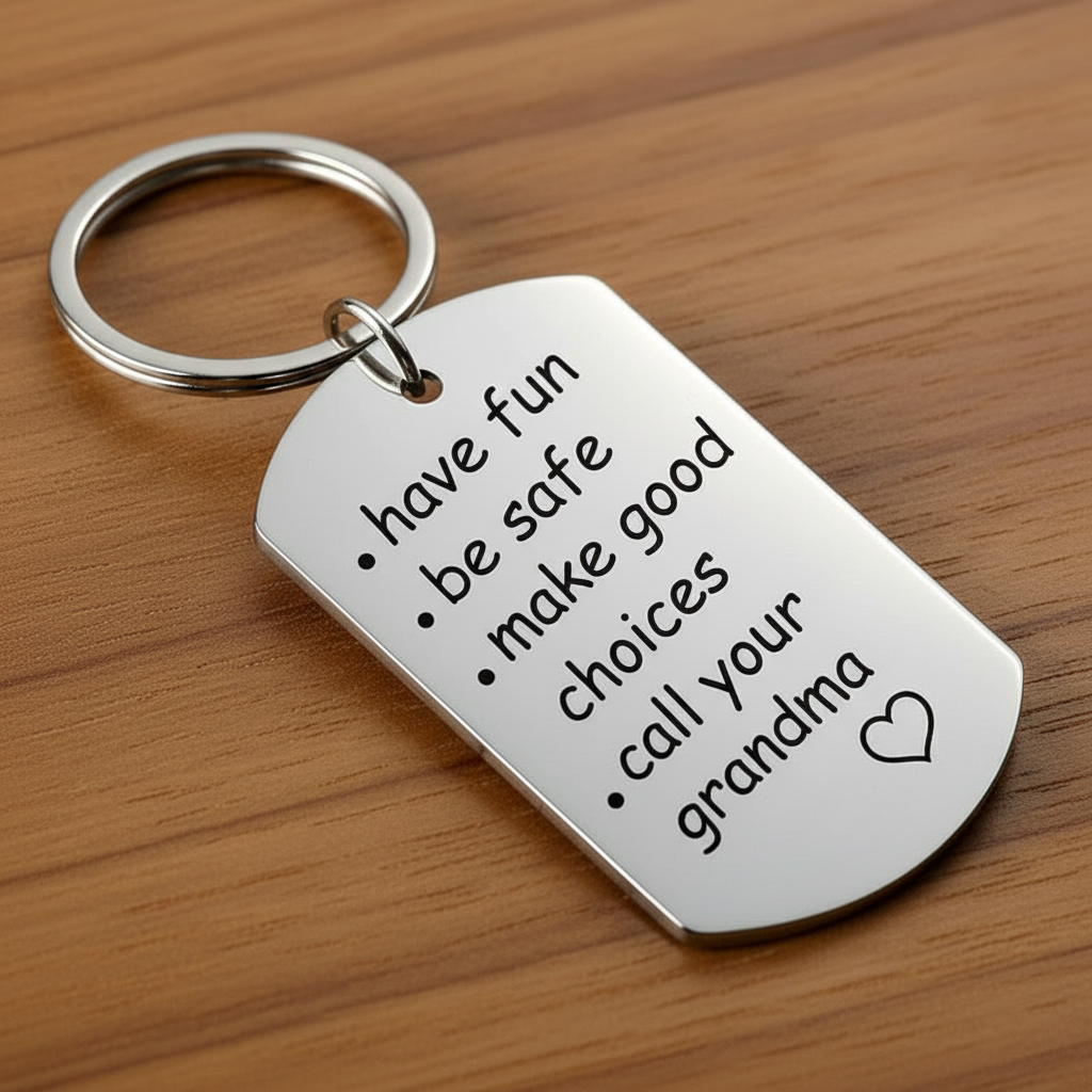 Have Fun, Be Safe, Make Good Choices and Call Your Grandma/Grandpa Keychain