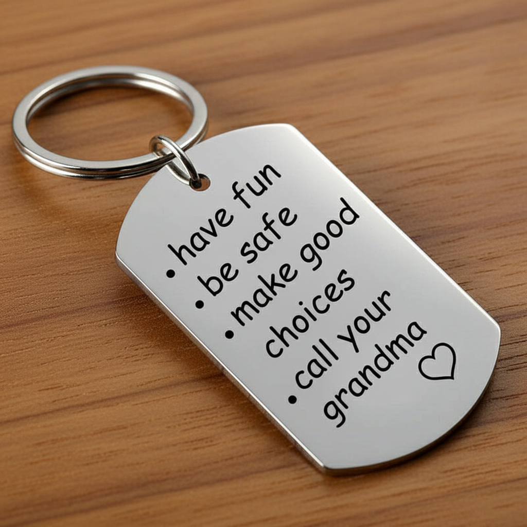 Have Fun, Be Safe, Make Good Choices and Call Your Grandma/Grandpa Keychain