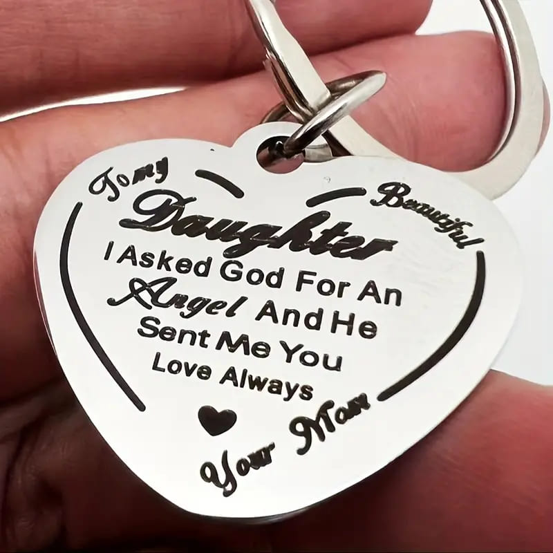 To My Beautiful Daughter - God Sent Me You - Heart Keychain