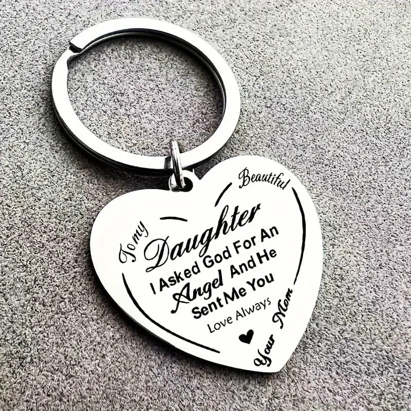 To My Beautiful Daughter - God Sent Me You - Heart Keychain