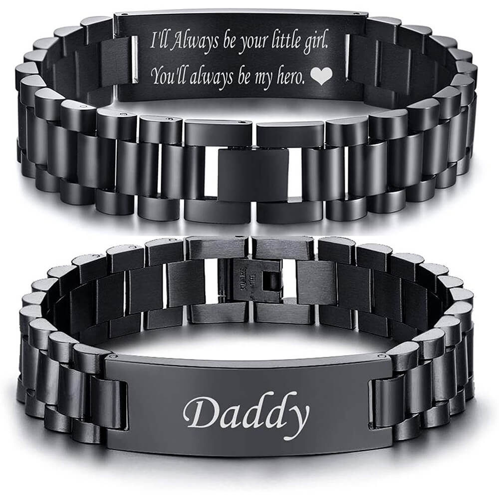 Engraved Bracelet for DAD - You'll Always Be My Hero