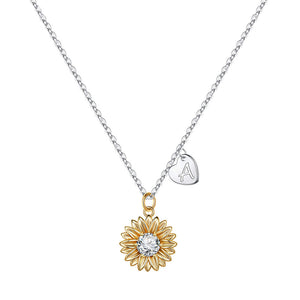 You Are My Sunshine - Initial Sunflower 925 Sterling Silver Necklace Necklaces GrindStyle 