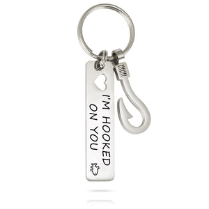 I'm Hooked on You Keychain - Personalize With Initials & Date Keychain GrindStyle 