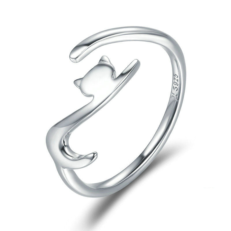 Cute Sterling Silver Cat Ring GrindStyle 