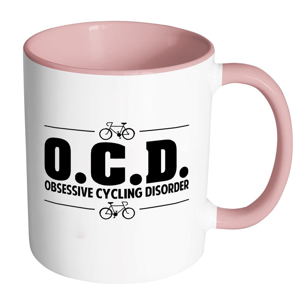 Obsessive Cycling Disorder Mug Drinkware teelaunch Accent Mug - Pink 