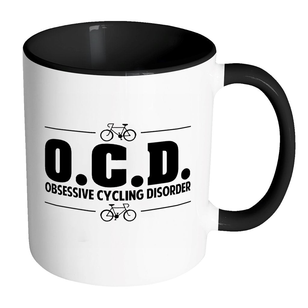 Obsessive Cycling Disorder Mug Drinkware teelaunch Accent Mug - Black 