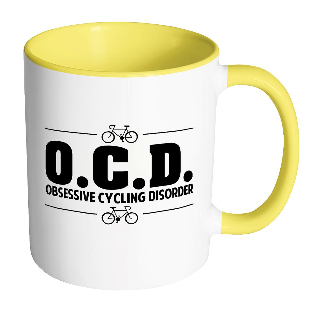 Obsessive Cycling Disorder Mug Drinkware teelaunch Accent Mug - Yellow 