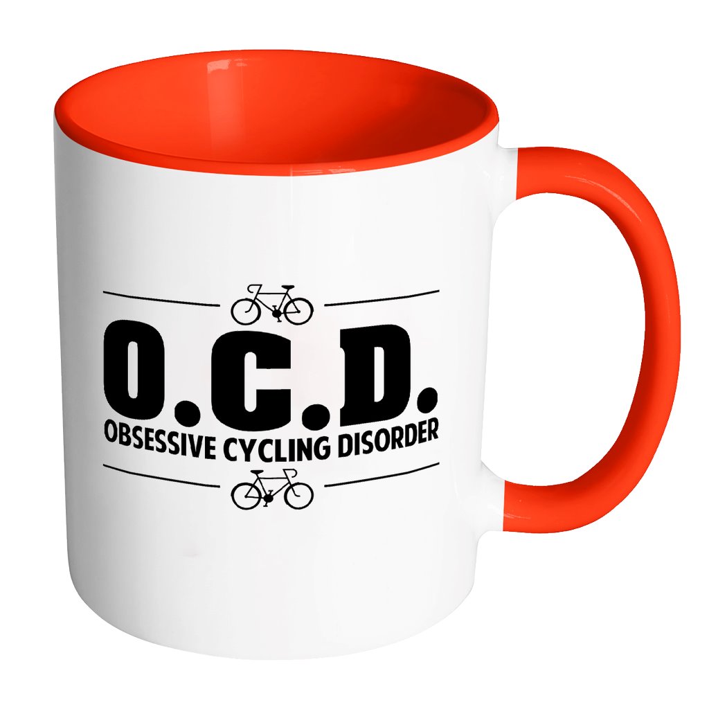 Obsessive Cycling Disorder Mug Drinkware teelaunch Accent Mug - Red 