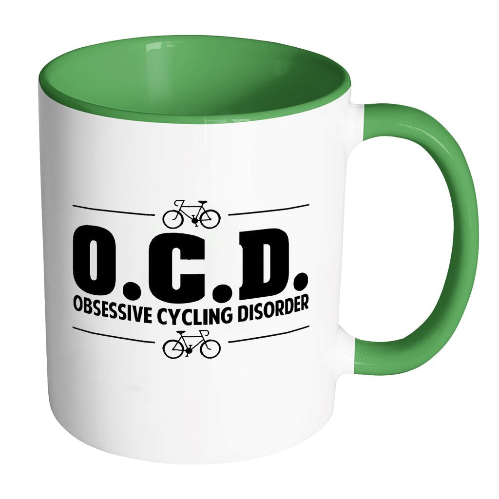 Obsessive Cycling Disorder Mug Drinkware teelaunch Accent Mug - Green 