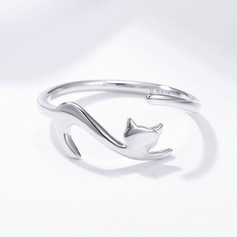 Cute Sterling Silver Cat Ring GrindStyle 