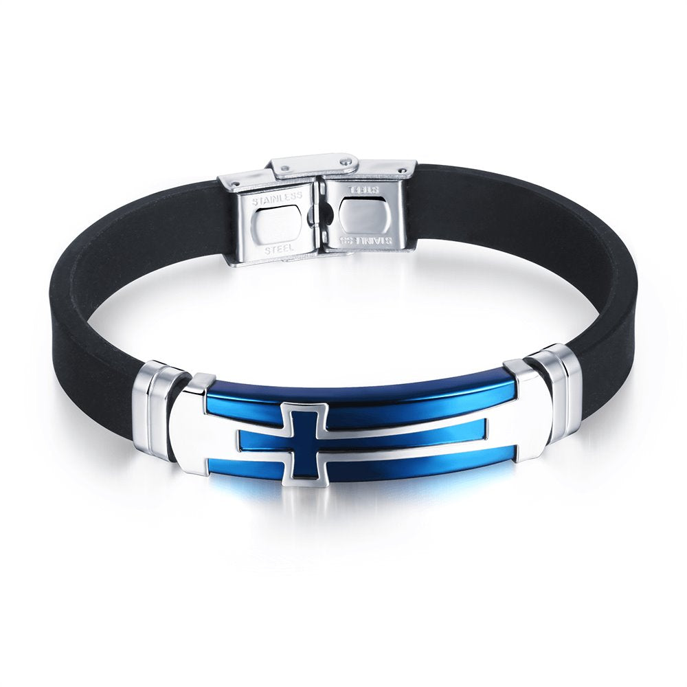 Vintage Cross Silicone Bracelet bracelets GrindStyle Blue 