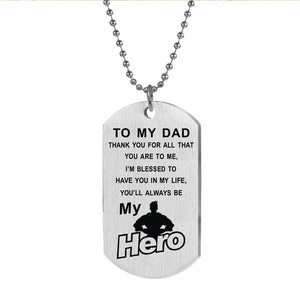 To My Dad My Hero Keychain Dog Tag Keychain GrindStyle 
