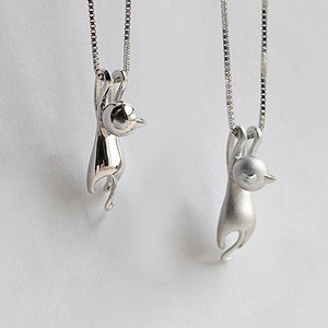Cute Sterling Silver Cat Necklace necklace GrindStyle 