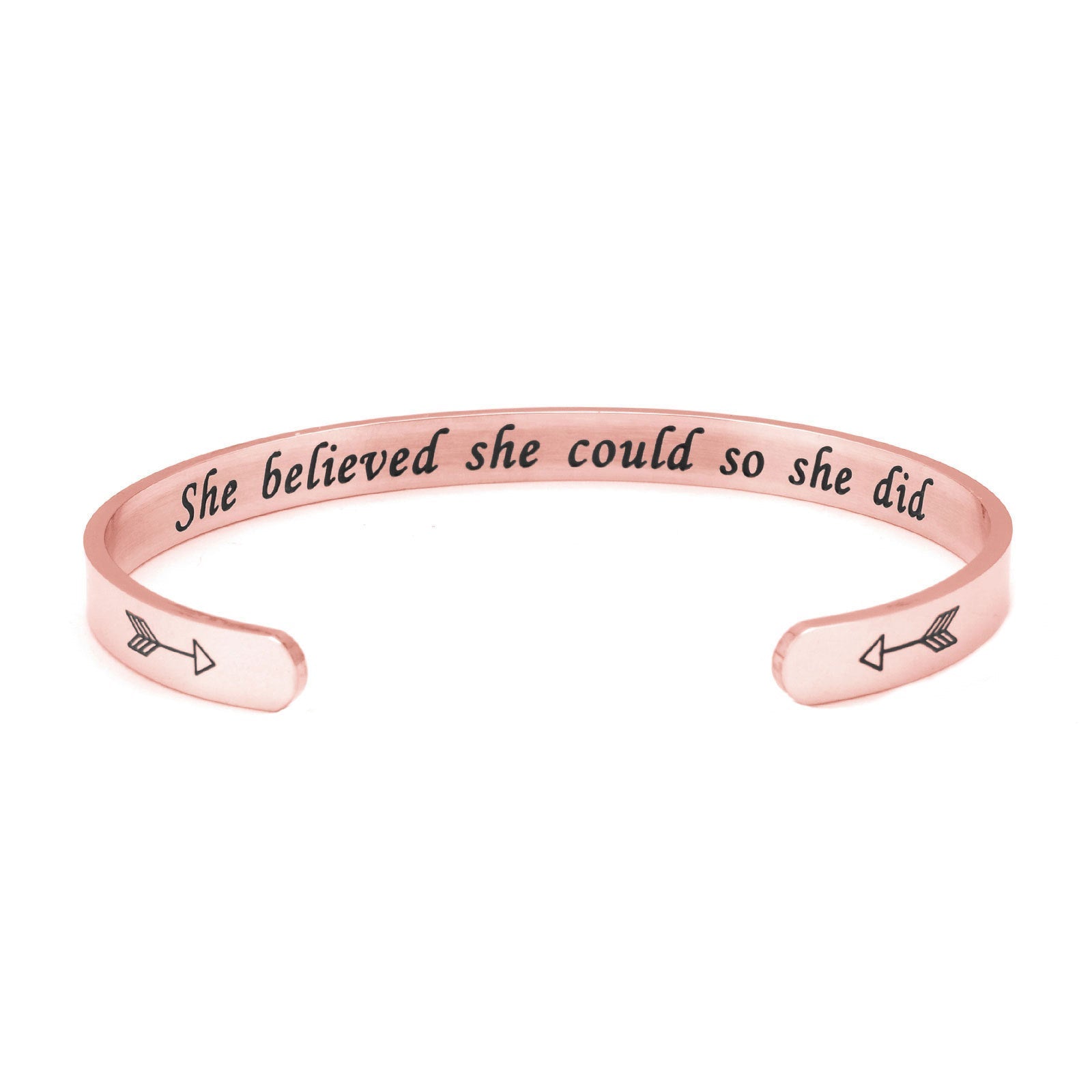 She Believed She Could Cuff Bracelet bracelets GrindStyle Rose Gold 