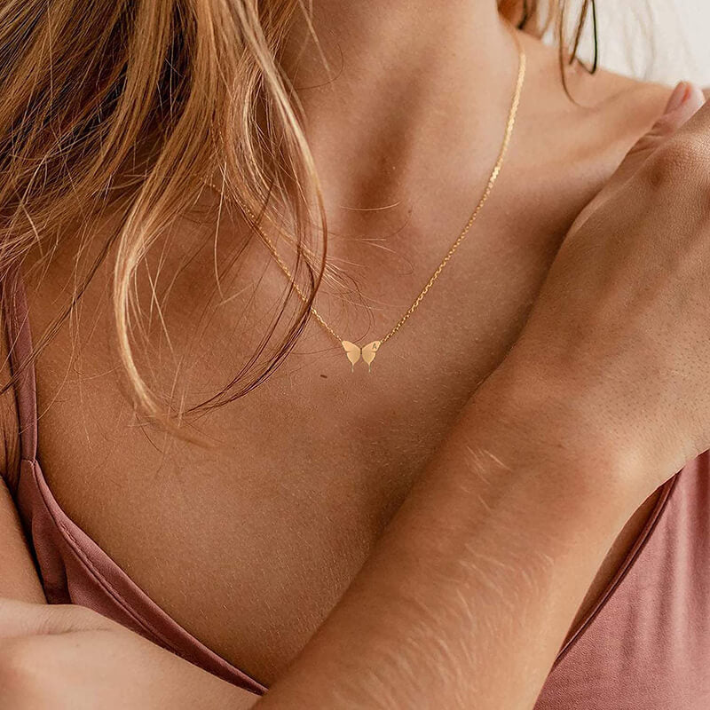 To My Daughter - Straighten Your Crown - 18K Gold Plated Dainty Butterfly Necklace Necklaces GrindStyle 
