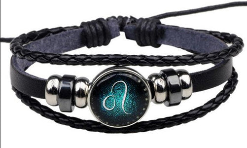 12 Zodiac Signs Handmade Leather Bracelet bracelets GrindStyle Leo 