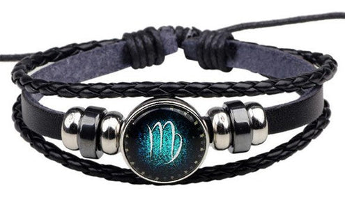 12 Zodiac Signs Handmade Leather Bracelet bracelets GrindStyle Virgo 