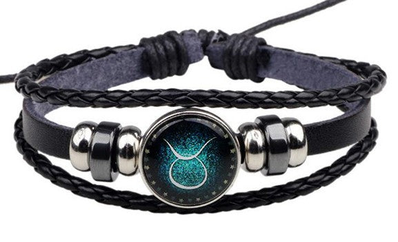 12 Zodiac Signs Handmade Leather Bracelet bracelets GrindStyle Taurus 