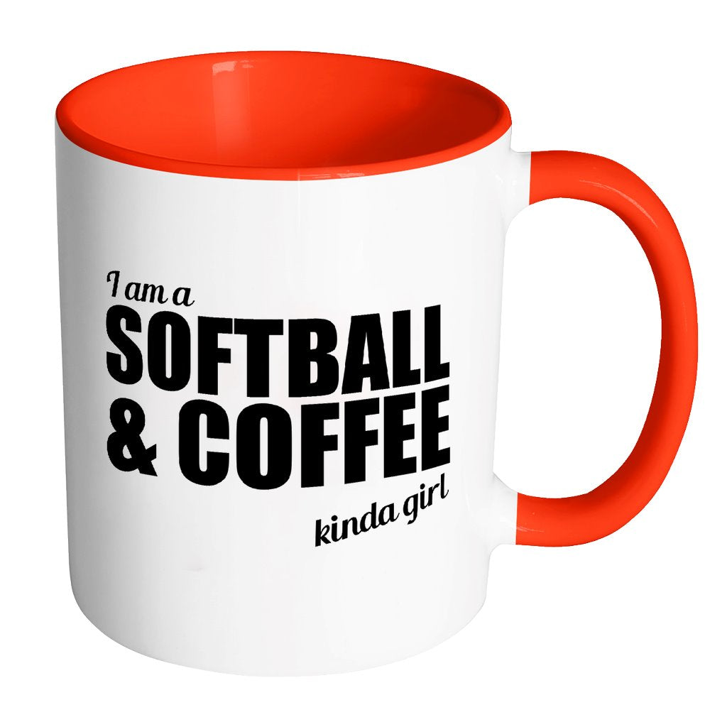 I'm A Softball And Coffee Kinda Girl Drinkware teelaunch Accent Mug - Red 