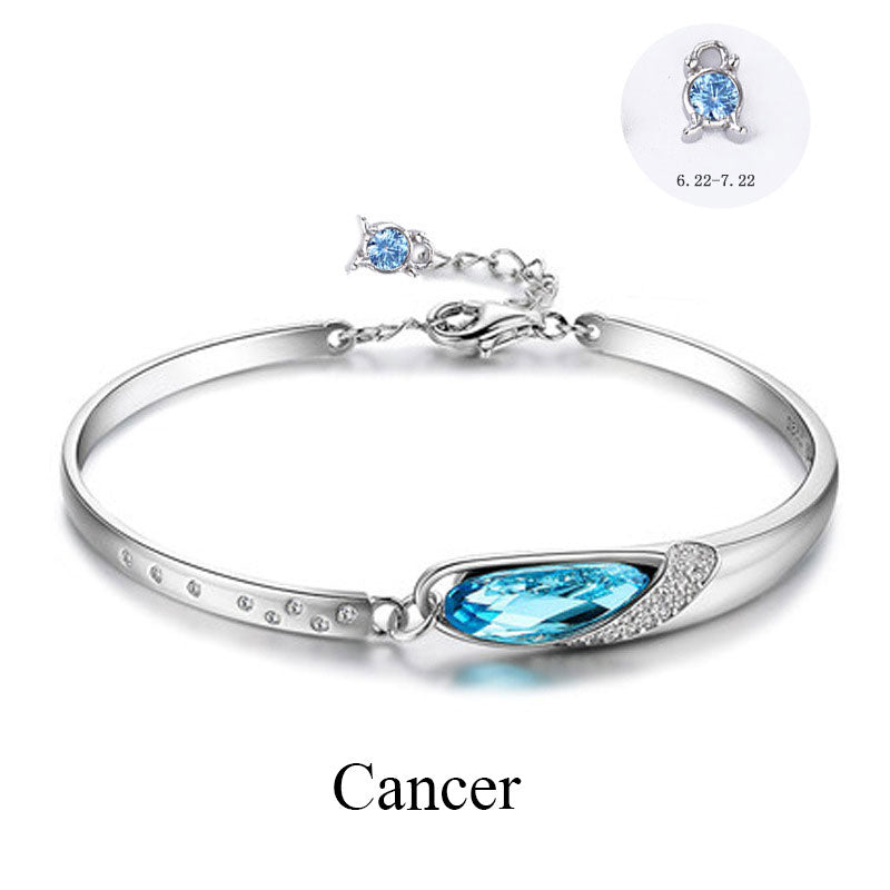 S925 Eye of the Muse Crystal Zodiac Bracelet bracelets GrindStyle Cancer 