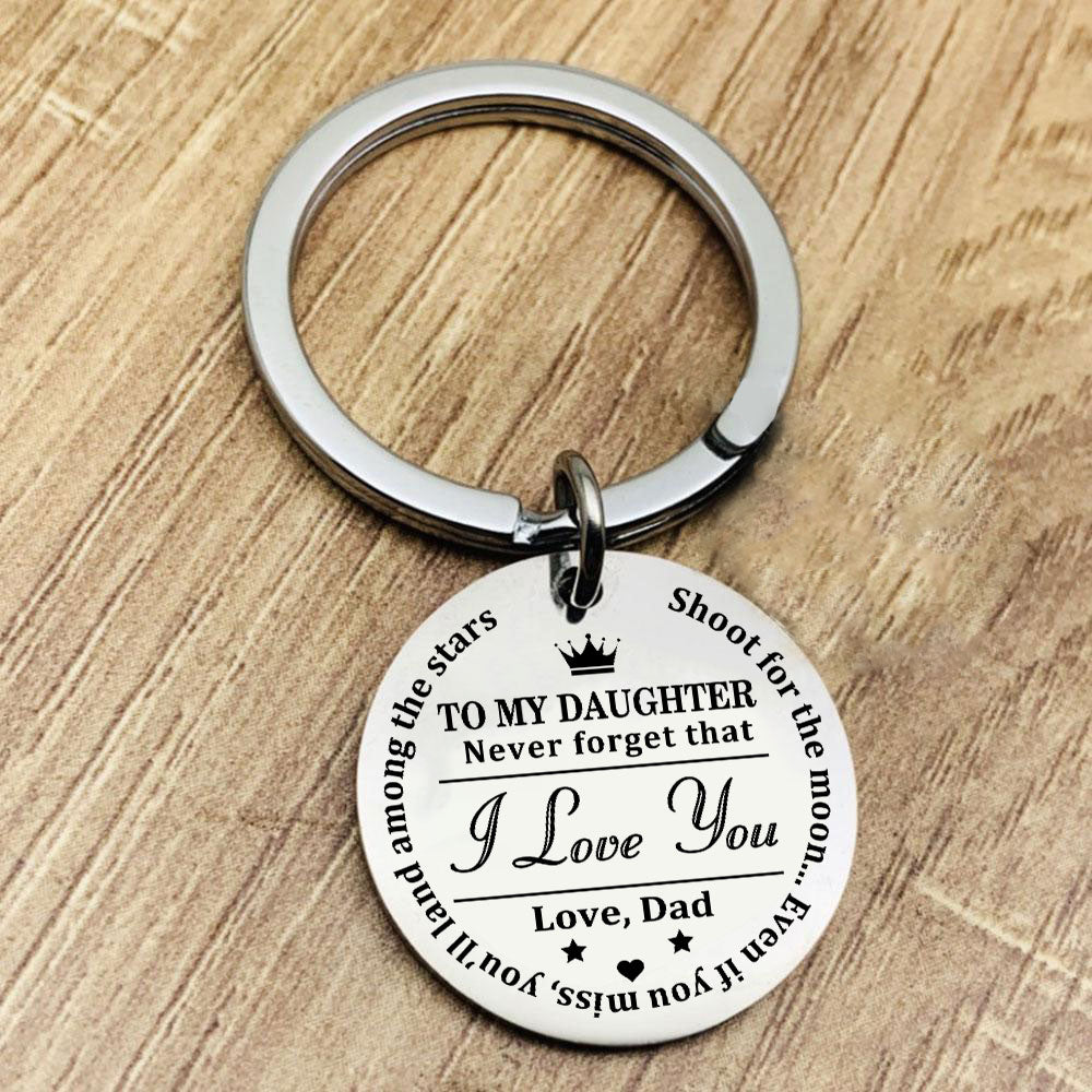 Shoot For The Moon Inspirational Keychain Keychain GrindStyle DAD TO DAUGHTER 