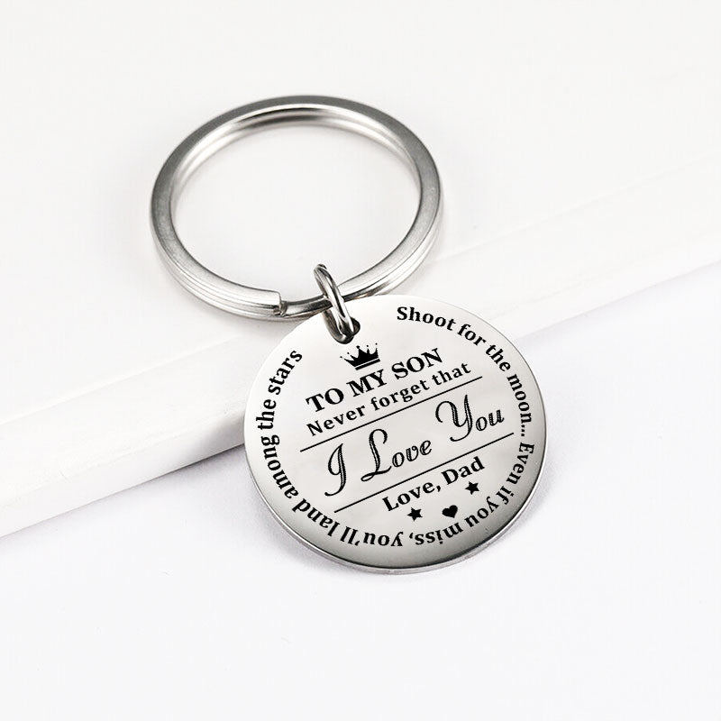 Shoot For The Moon Inspirational Keychain Keychain GrindStyle DAD TO SON 