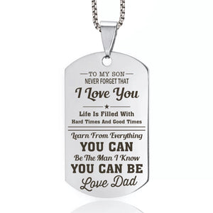 Dad To Son - I Love You Dog Tag dogtag GrindStyle Silver 