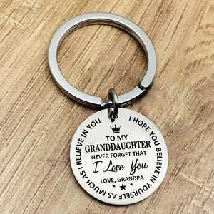Grandpa To Granddaughter Believe In Yourself Keychain Keychain GrindStyle 