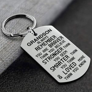 Remember You are Braver Than You Believe Keychain Keychain GrindStyle Grandson 