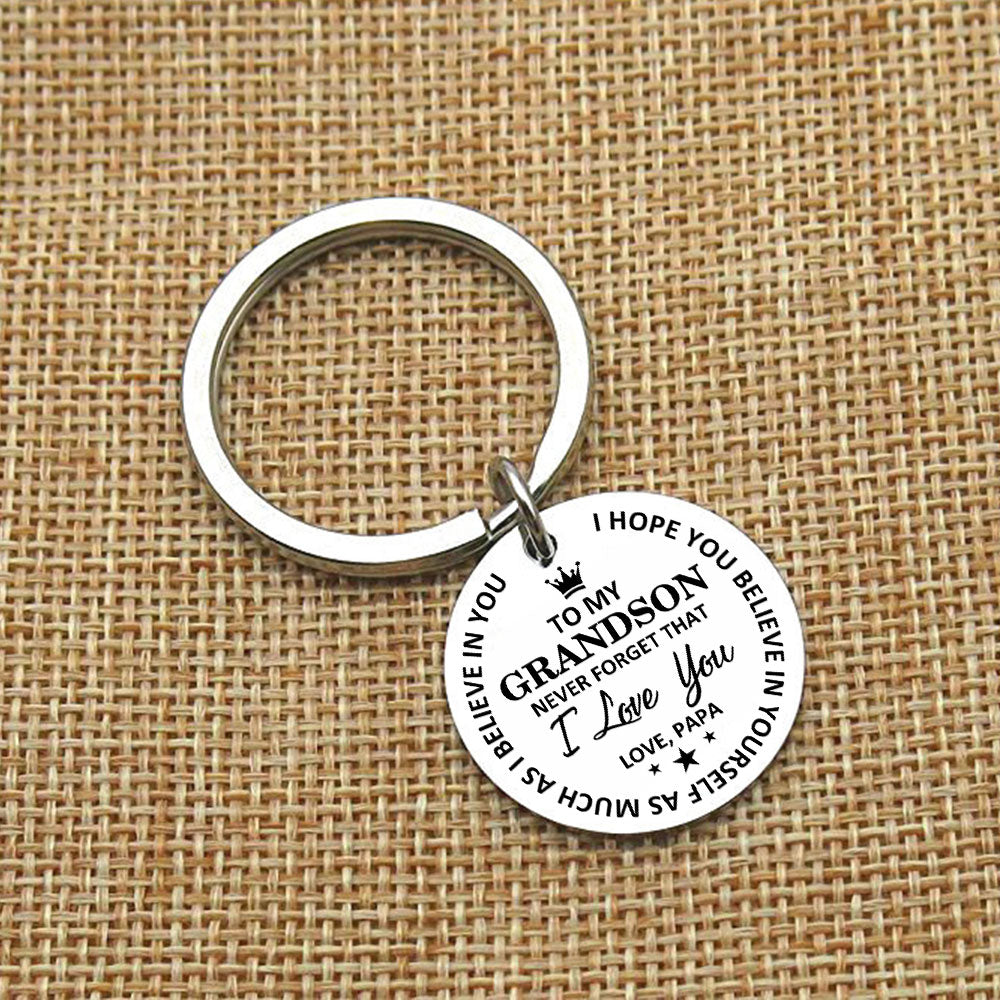 Papa To Grandson Believe In Yourself Keychain Keychain GrindStyle 