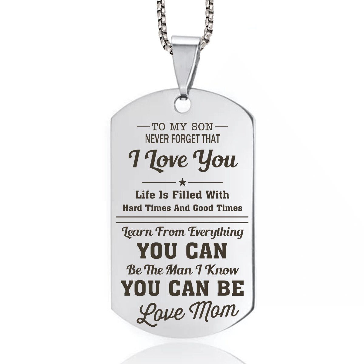 Mom To Son - I Love You Dog Tag dogtag GrindStyle Silver 