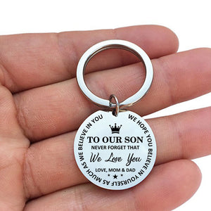 Mom & Dad To Son - Believe In Yourself Keychain Keychain GrindStyle 
