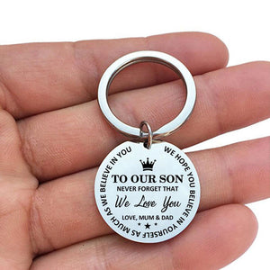 Mum & Dad To Son Believe In Yourself Keychain Keychain GrindStyle 