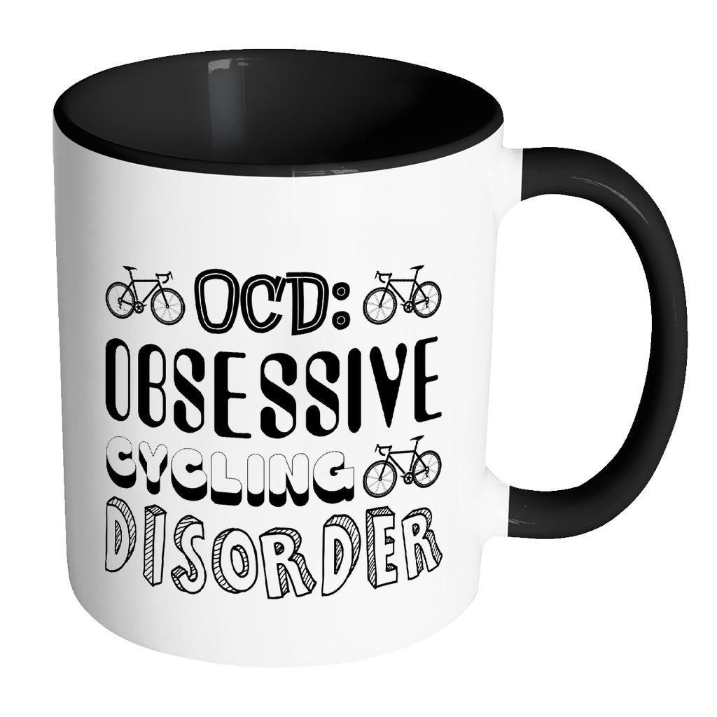 Obsessive Cycling Disorder Drinkware teelaunch Accent Mug - Black 