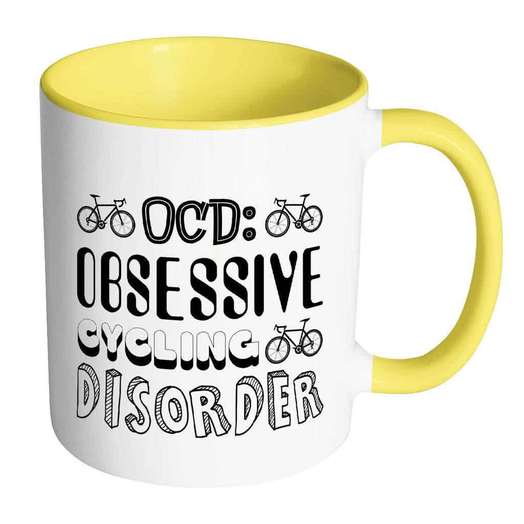 Obsessive Cycling Disorder Drinkware teelaunch Accent Mug - Yellow 