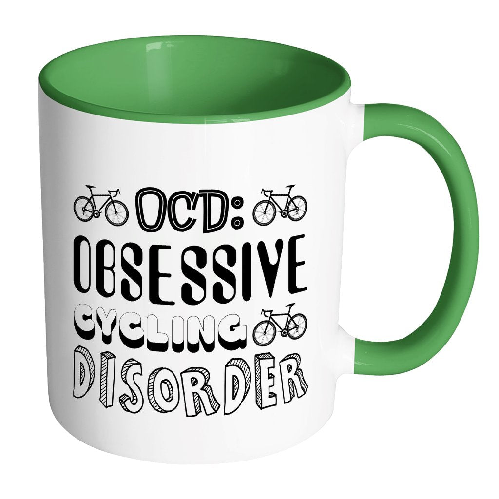 Obsessive Cycling Disorder Drinkware teelaunch Accent Mug - Green 