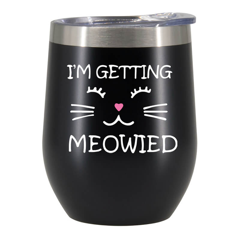 I'm Getting Meowied Wine Tumbler Tumblers GrindStyle Black 