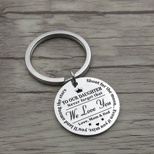 Shoot For The Moon Inspirational Keychain Keychain GrindStyle MOM & DAD TO SON 