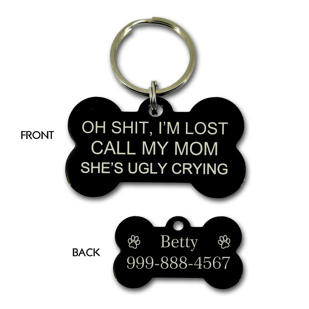 I'm Lost Call My Mom Personalized Pet Tag Pet Tag GrindStyle Black L: 50mm x 28mm 