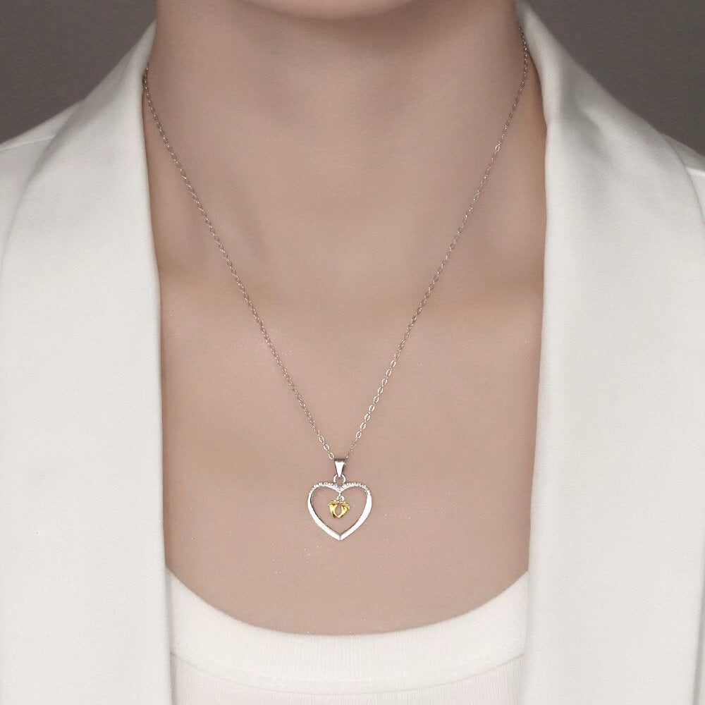 To My Mommy 925 Sterling Silver Baby Feet Heart Necklace