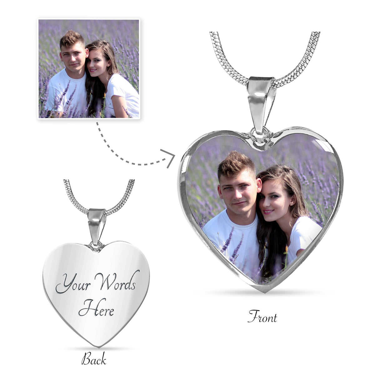 Personalized Photo Necklace Heart Shaped Jewelry ShineOn Fulfillment 