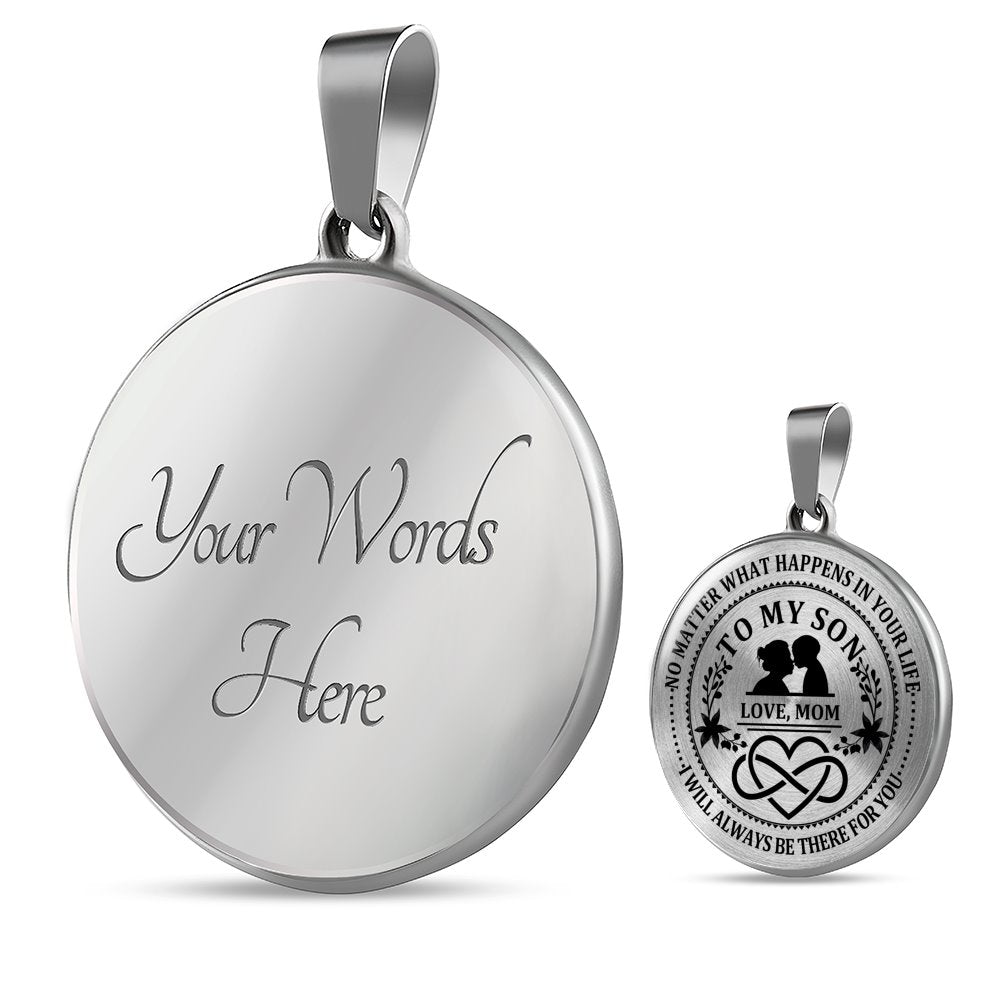 Mom To Son - No Matter What Happens Jewelry ShineOn Fulfillment Luxury Necklace (Silver) Yes 
