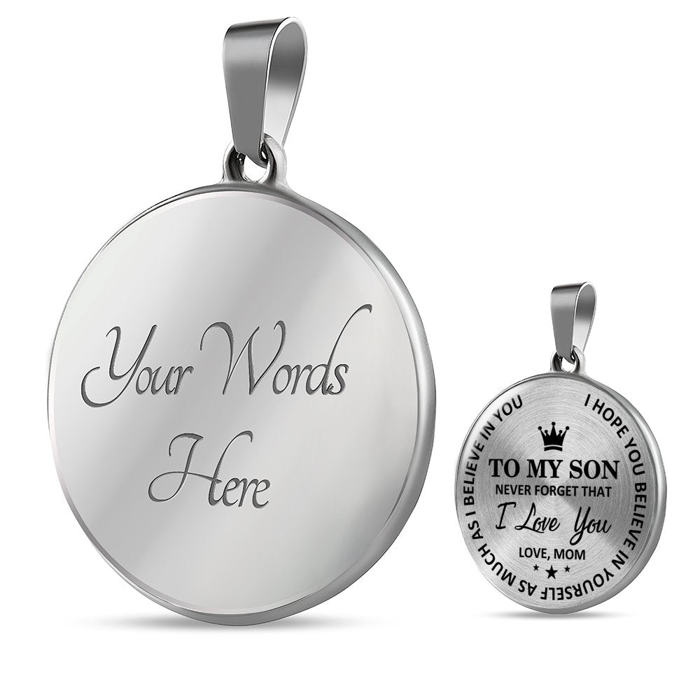 Mom To Son - Believe In Yourself Luxury Necklace Jewelry ShineOn Fulfillment Luxury Necklace (Silver) Yes 