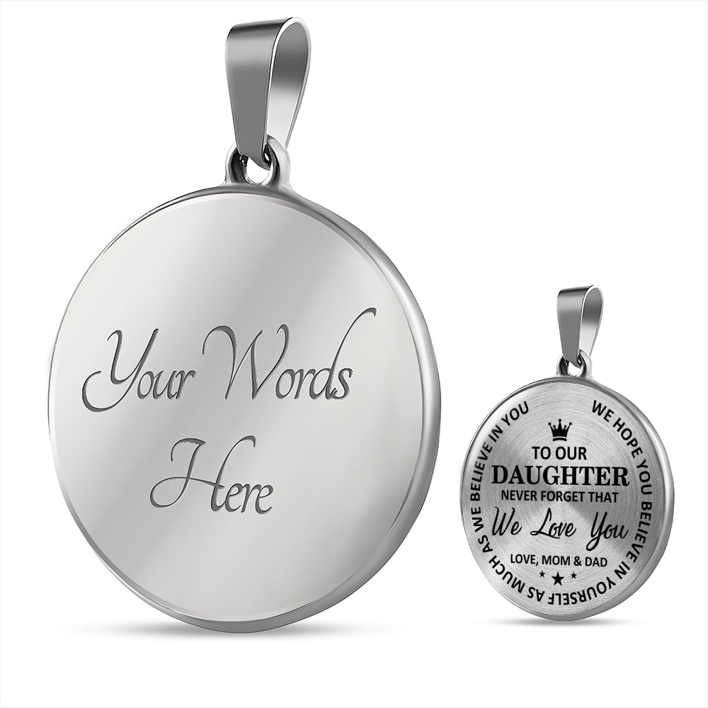 Mom & Dad To Daughter Necklace - Believe In Yourself Jewelry ShineOn Fulfillment Luxury Necklace (Silver) Yes 