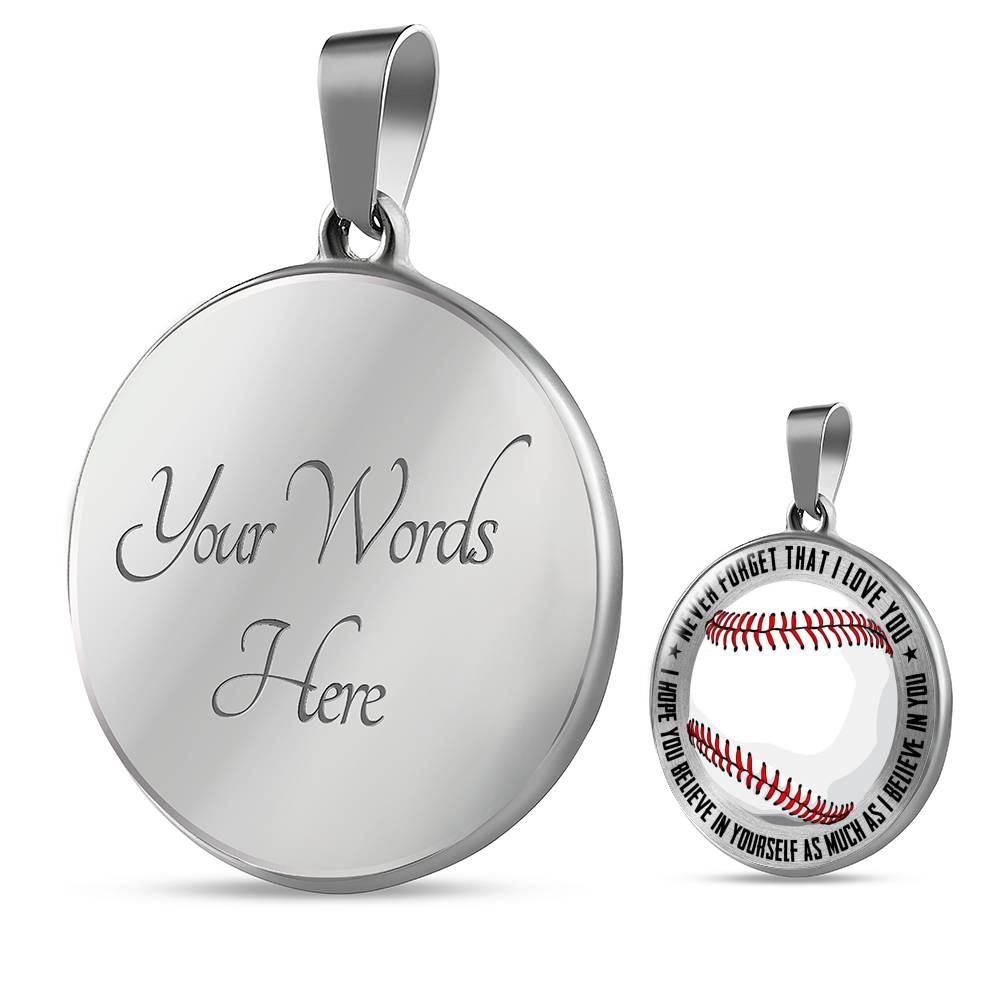 Baseball Necklace - Believe In Yourself Jewelry ShineOn Fulfillment Luxury Necklace (Silver) Yes 